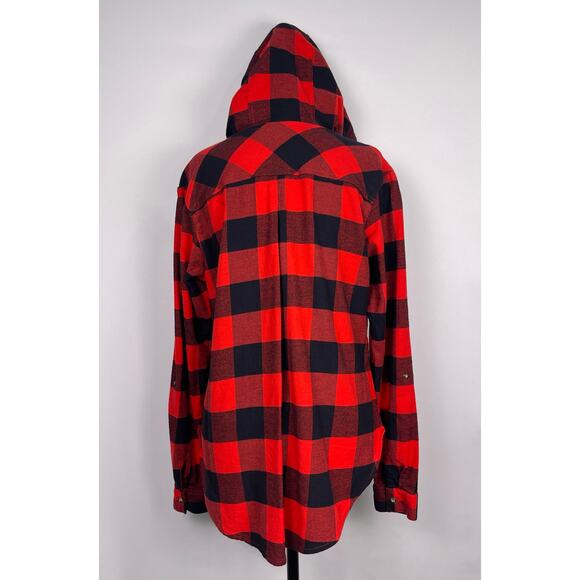 Columbia Women’s Plaid Flannel Hooded Button Down Shirt Size M - Picture 3 of 12